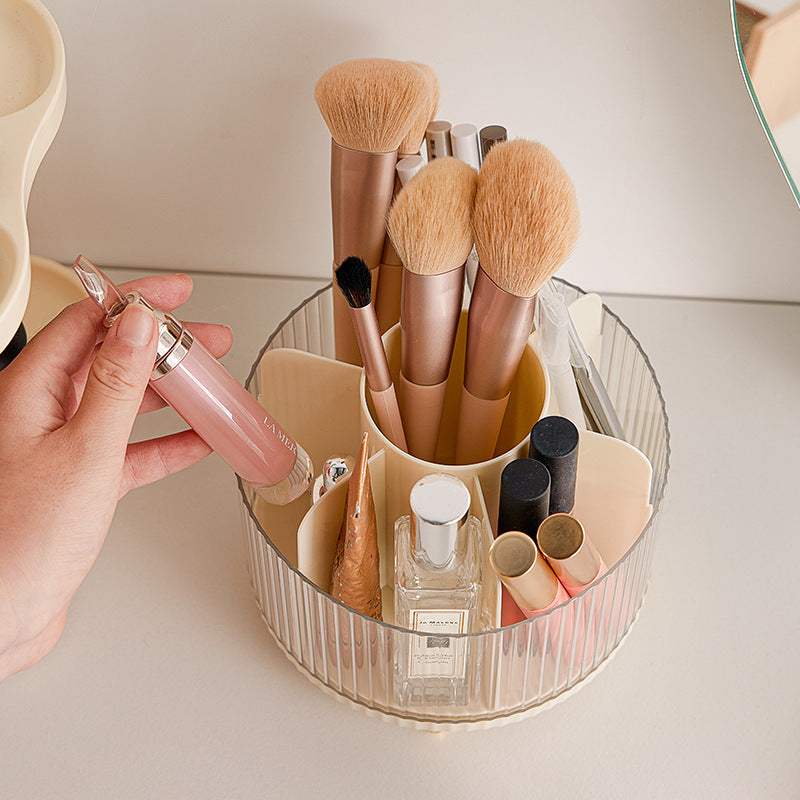 Rotating Cosmetics Storage Bucket Compartment With Lid